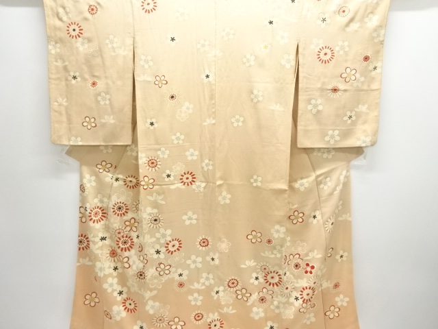アンティーク　錦紗花模様着物